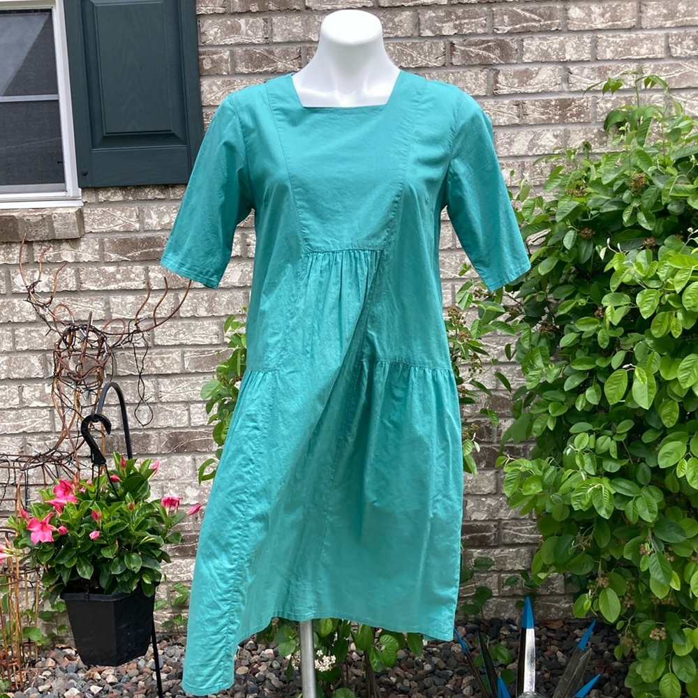 Gudrun Sjoden Teal Mint Green Cotton Mini Dress